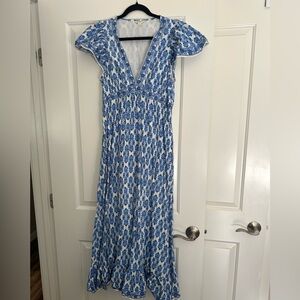 Max Studio Blue and White Floral Maxi Dress